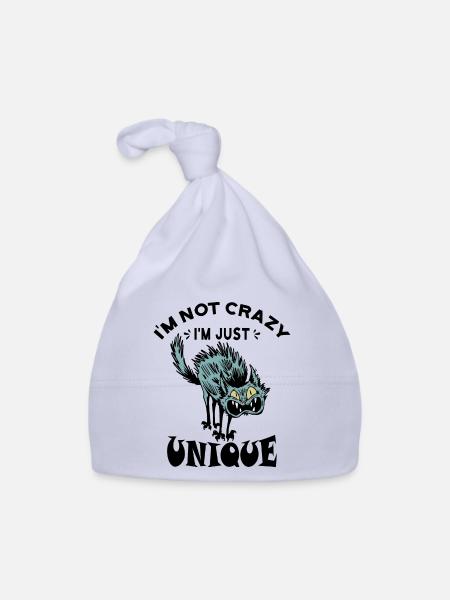 I'm not crazy I'm just unique, Weird Cat - Organic Baby Cap - sky - Front