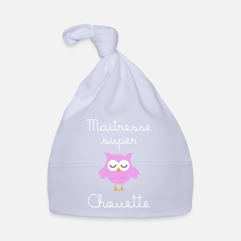 Maîtresse super chouette (écrit blanc) - Bonnet bio Bébé - ciel