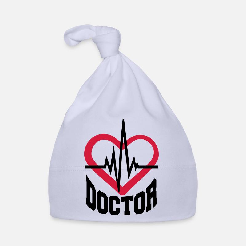 docteur coeur stéthoscope écouter rythme cardiaque impulsion ve - Bonnet bio Bébé - ciel