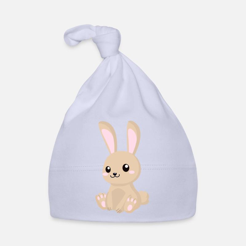 Niedlicher Comic Hase sitzend Baby Bio-Mütze