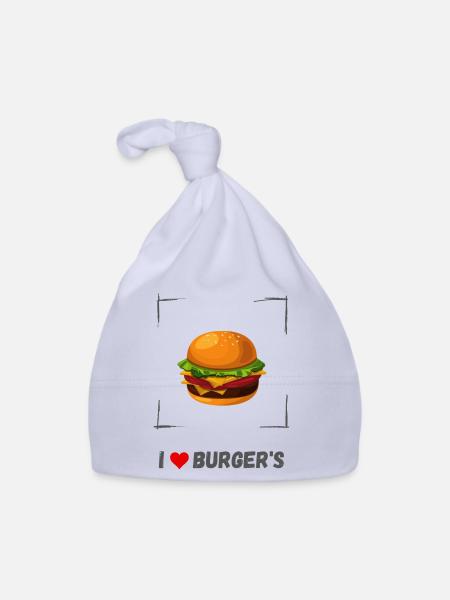 I Love Burger's - Baby Bio-Mütze - Sky - Vorne