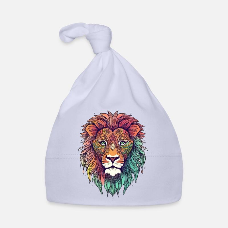 Lion - Bonnet bio Bébé - ciel