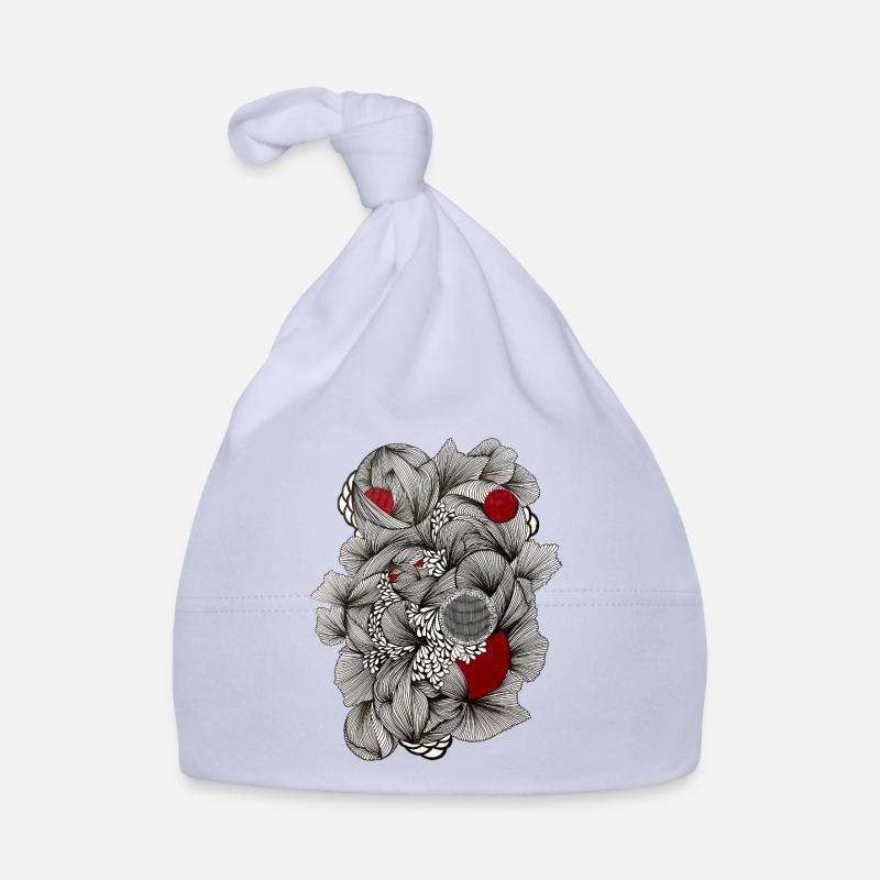 Black and white sheets with red accent Organic Baby Cap