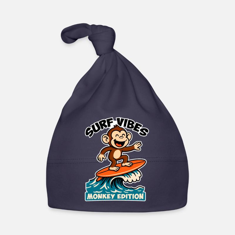 Surf Vibes, monkey edition. Happy surfing monkey Organic Baby Cap