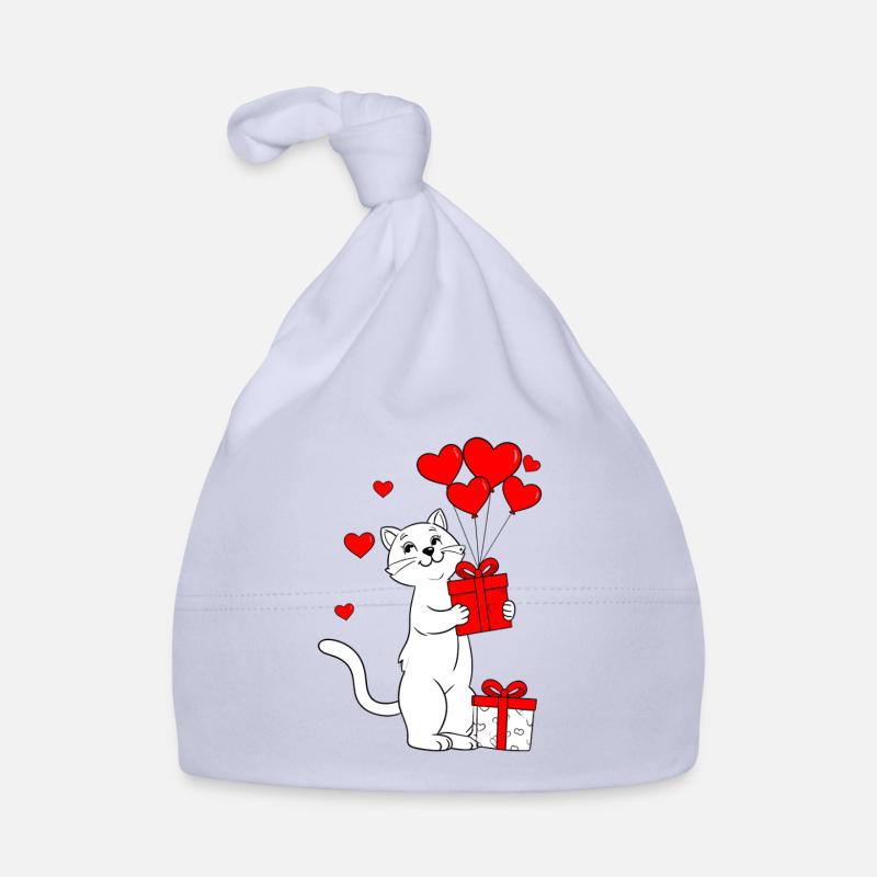 Chat à la Saint-Valentin Bonnet bio Bébé