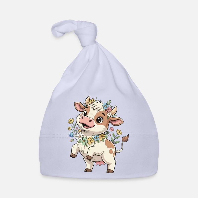 Vache avec une couronne de fleurs Bonnet bio Bébé