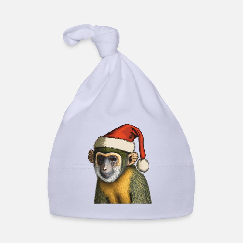 Skull monkey with Christmas hat Monkey Christmas Organic Baby Cap