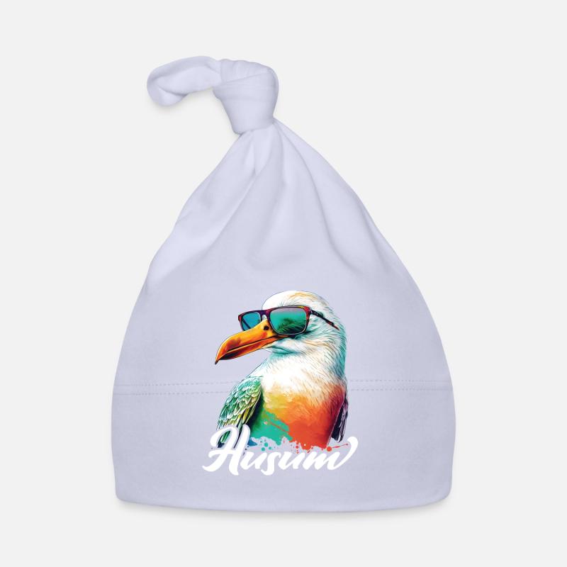 Husum Urlaub coole bunte Möwe mit Sonnenbrille Baby Bio-Mütze