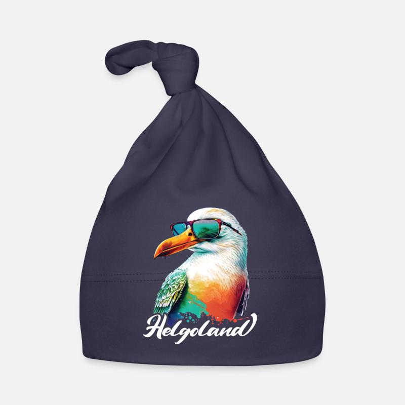 Helgoland Urlaub coole bunte Möwe mit Sonnenbrille Baby Bio-Mütze