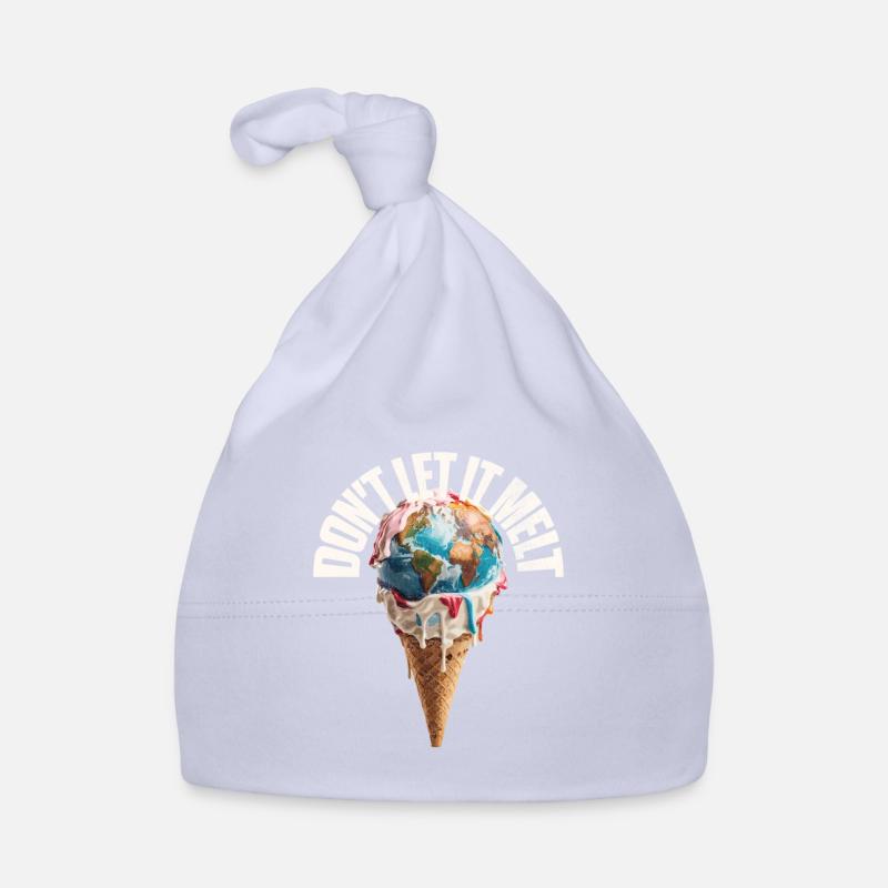 Fonte de la terre dans le cornet de crème glacée Ne le laissez pas fondre Bonnet bio Bébé
