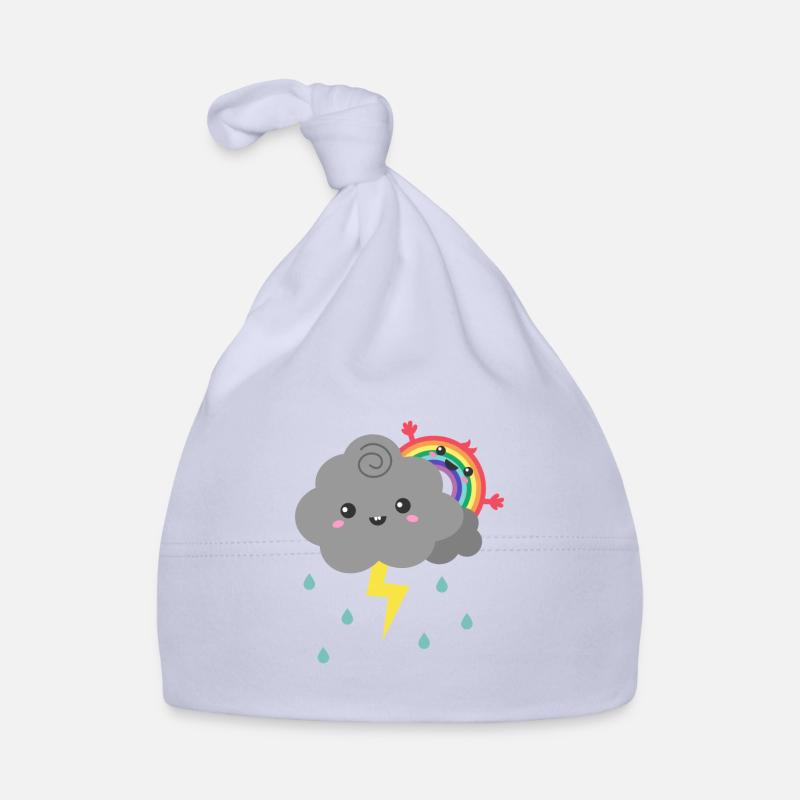 Netter Regenbogen, der sich hinter Gewitterwolke versteckt Baby Bio-Mütze