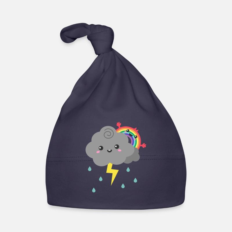 Cute Rainbow Hiding Behind Thunderstorm Cloud Organic Baby Cap