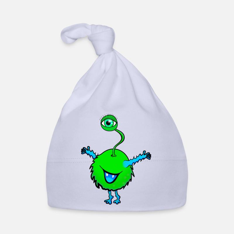 vert monstre avec un oeil - Bonnet bio Bébé - ciel