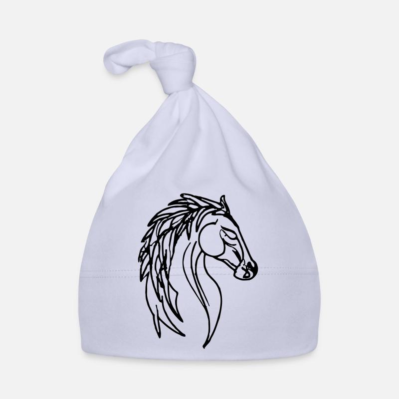 Illustration de cheval Line Art Idée cadeau Bonnet bio Bébé
