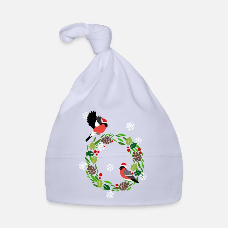 Gimpel Vogel Weihnachtsmütze Weihnachtskranz Baby Bio-Mütze