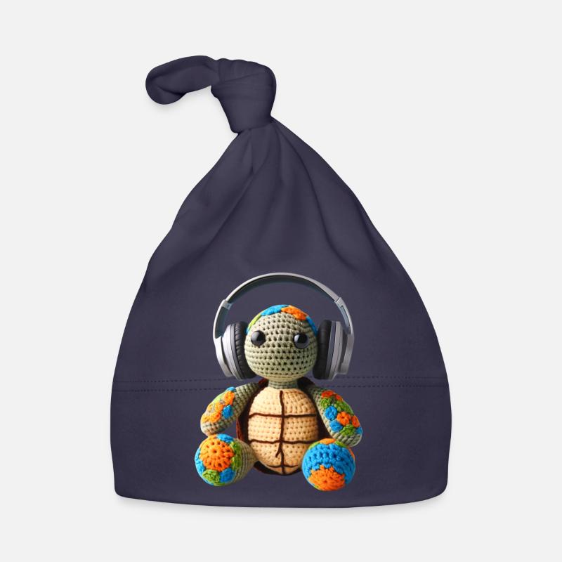 Häkel Schildkröte mit Kopfhörer Baby Bio-Mütze