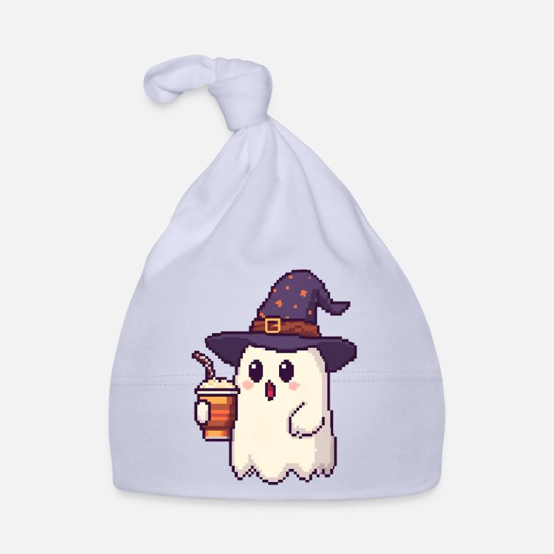 Pixel Geist mit Zauberhut & Pumpkin Spice Latte Baby Bio-Mütze