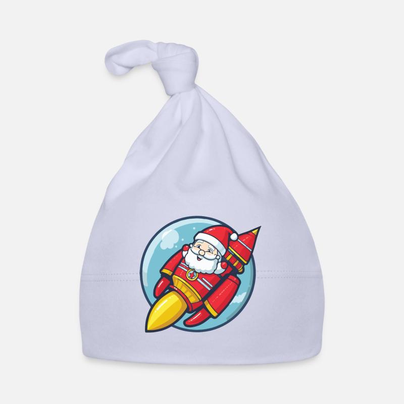 Santa Claus Rocket Comic Christmas Organic Baby Cap