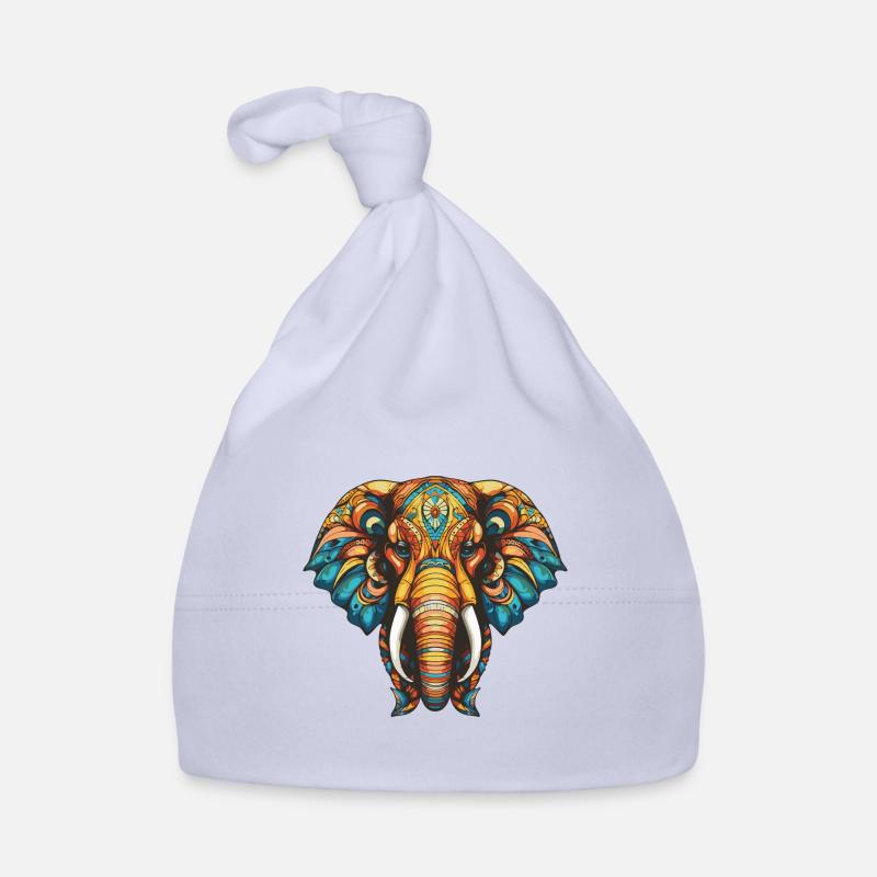 Portrait d’éléphant - Bonnet bio Bébé - ciel