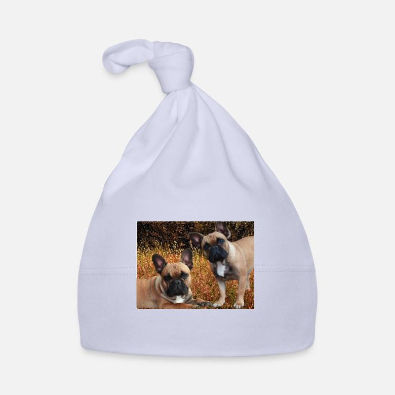 Bouledogues français dans la prairie Bonnet bio Bébé