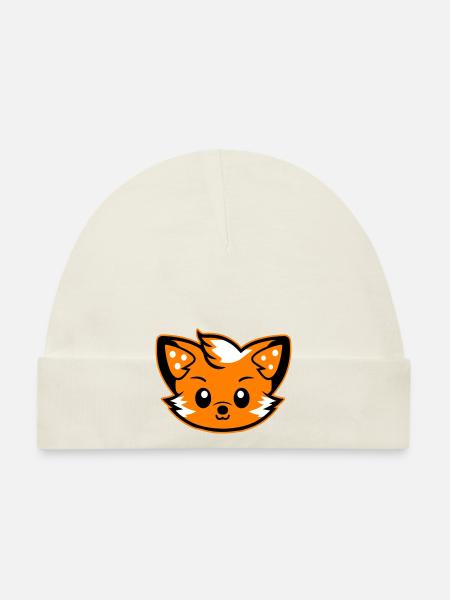 Fox Head Comic Cute - Organic Baby Cap - sky - Front