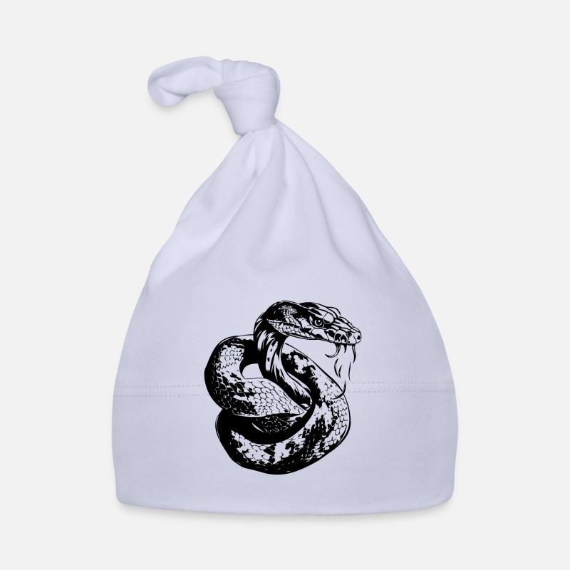 Tatouage de serpent Cobra - Bonnet bio Bébé - ciel