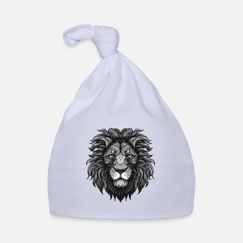 Tête d’animal de lion - Bonnet bio Bébé - ciel