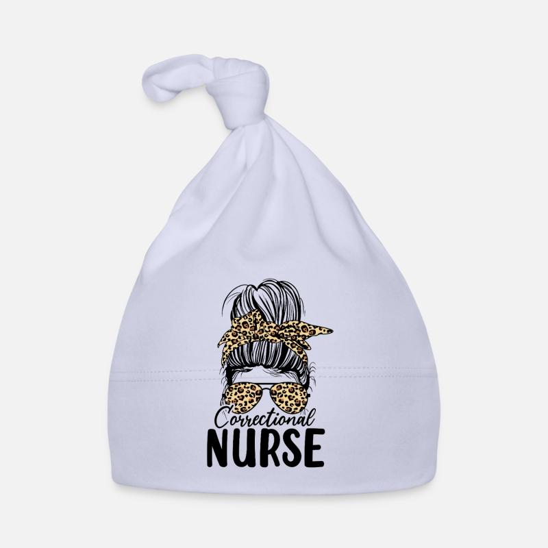 Correctional Nurse Messy Bun Leopard Jail Nurse Organic Baby Cap