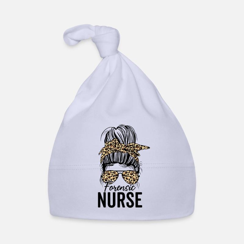Forensic Nurse Practitioner Messy Bun Leopard Organic Baby Cap