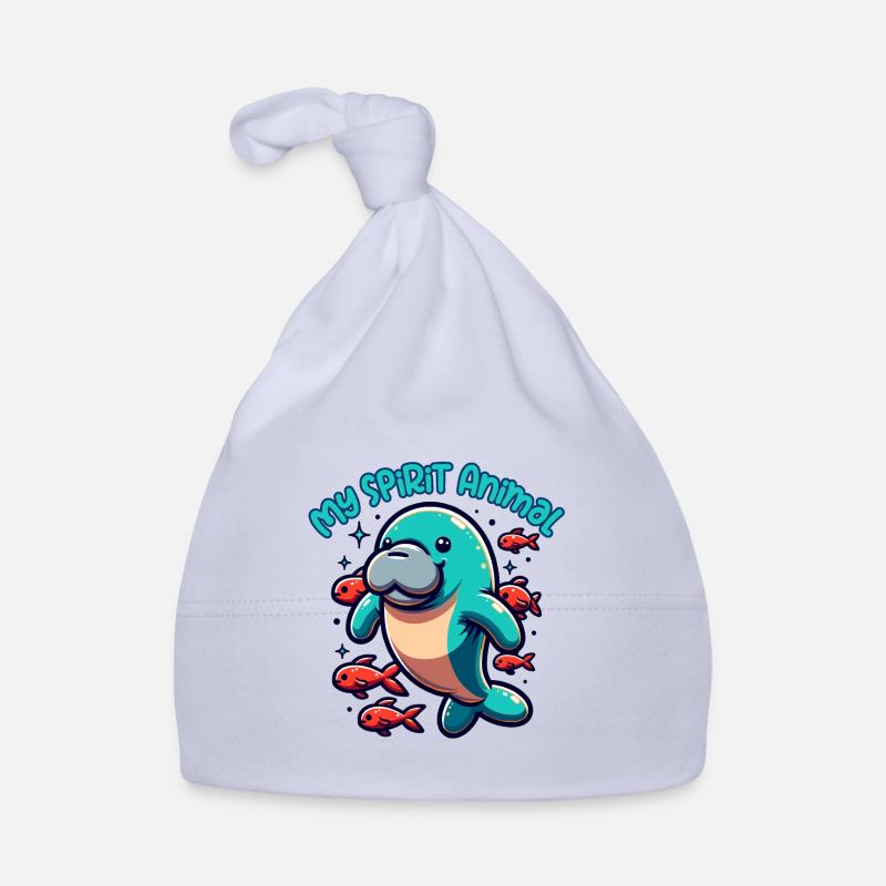 Manatee with lots of colorful fish Organic Baby Cap