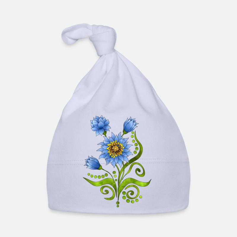 fleurs - Bonnet bio Bébé - ciel