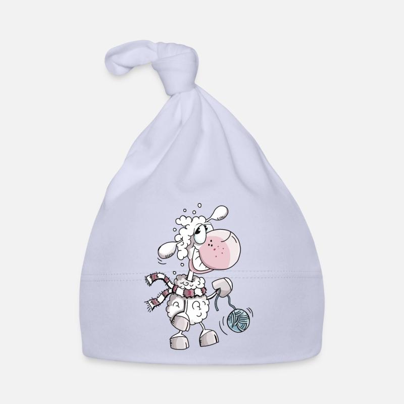 Schaf mit Wollknäuel - Schafe - Schäfchen - Comic Baby Bio-Mütze