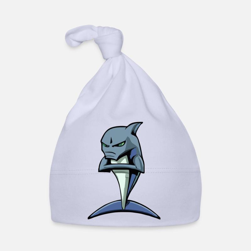 Exi le requin grognon - Bonnet bio Bébé - ciel