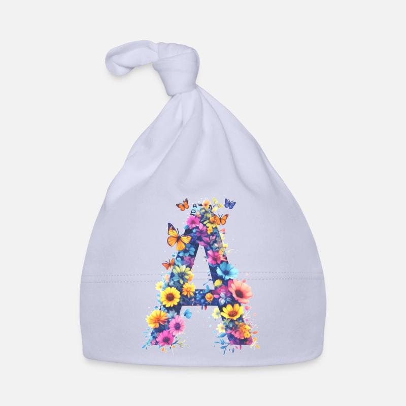 A - Lettre initiale florale 💐🌼🦋 Bonnet bio Bébé