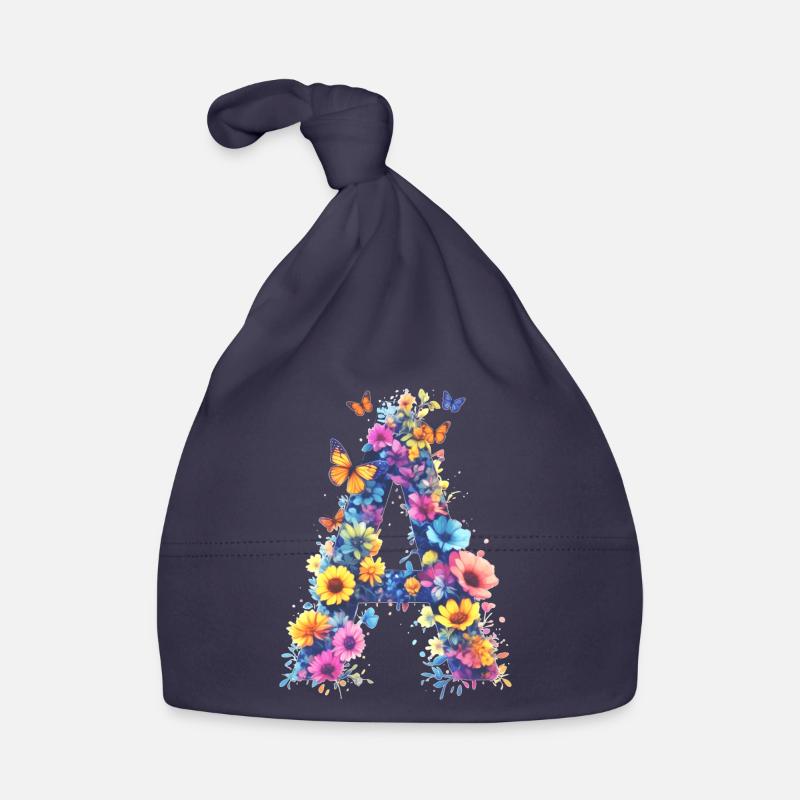 A - Lettre initiale florale 💐🌼🦋 Bonnet bio Bébé