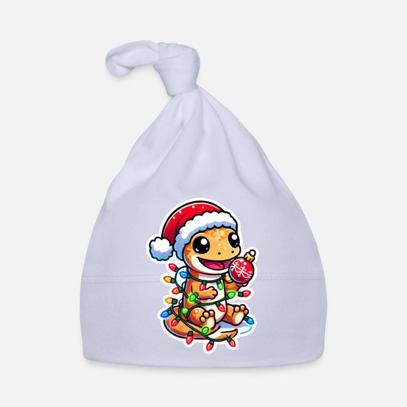 Gecko de Noël Gleg - Bonnet bio Bébé - ciel