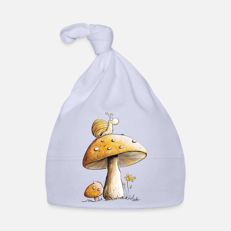 Escargot Sur Champignon Nature Forêt Conte de Fées Bonnet bio Bébé