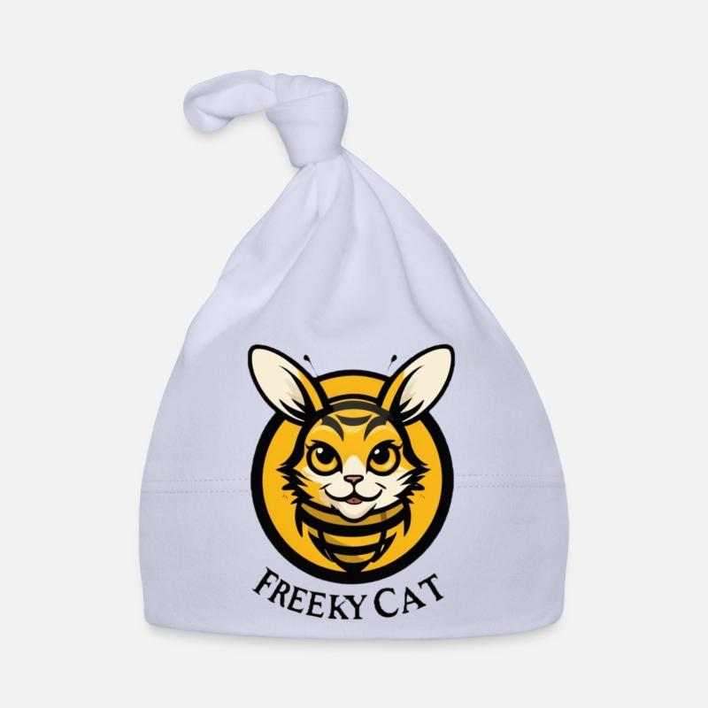 Logo de l’abeille chat - Bonnet bio Bébé - ciel