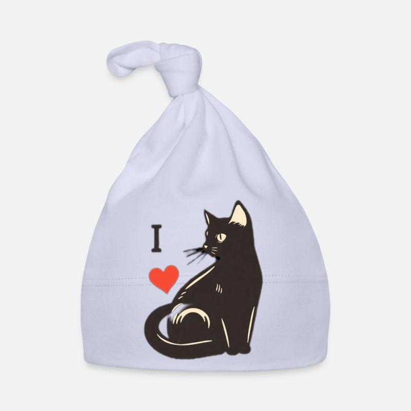 J’aime les chats Pic Logo - Bonnet bio Bébé - ciel