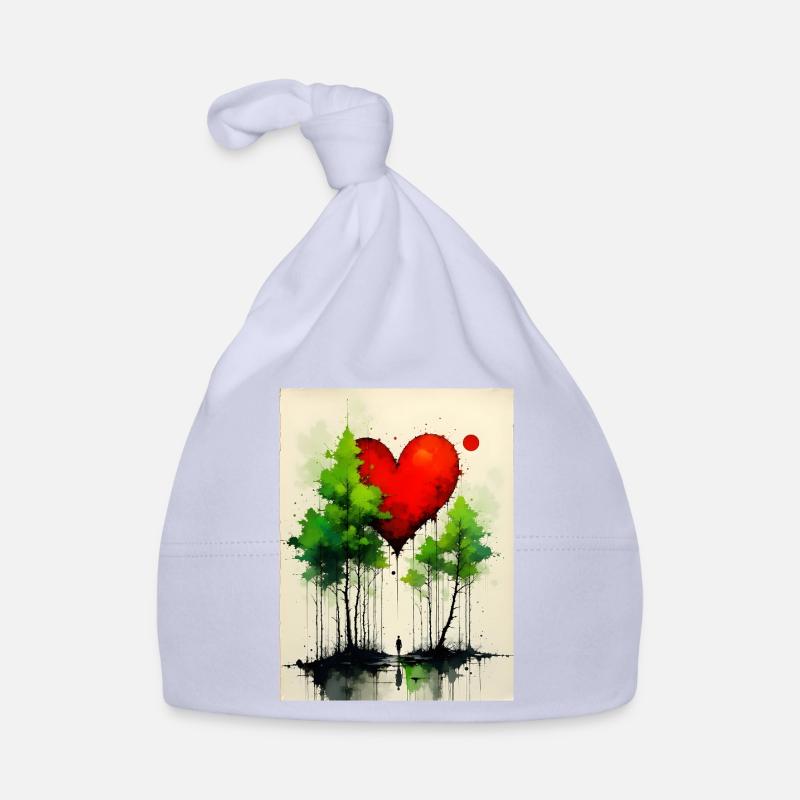 Herz im Wald Wasserfarben Baby Bio-Mütze