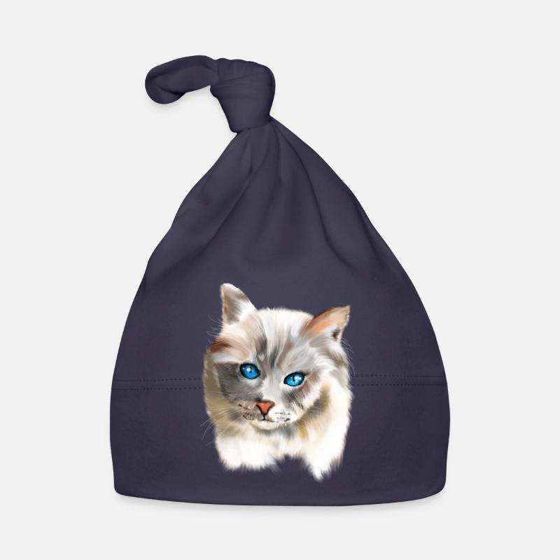 Chat aux yeux bleus Bonnet bio Bébé