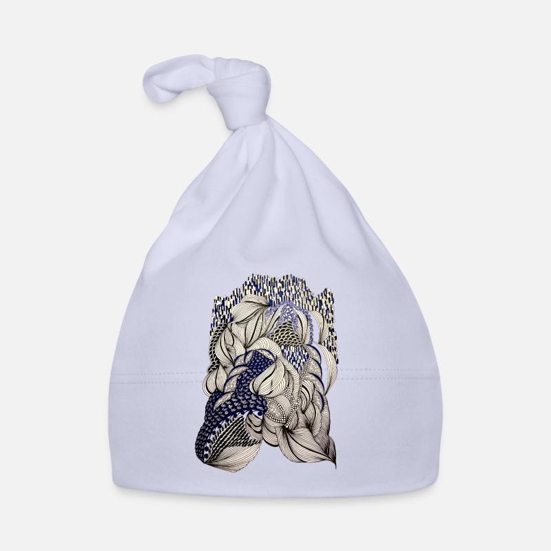 Indigo Leaf Weave Pattern Organic Baby Cap
