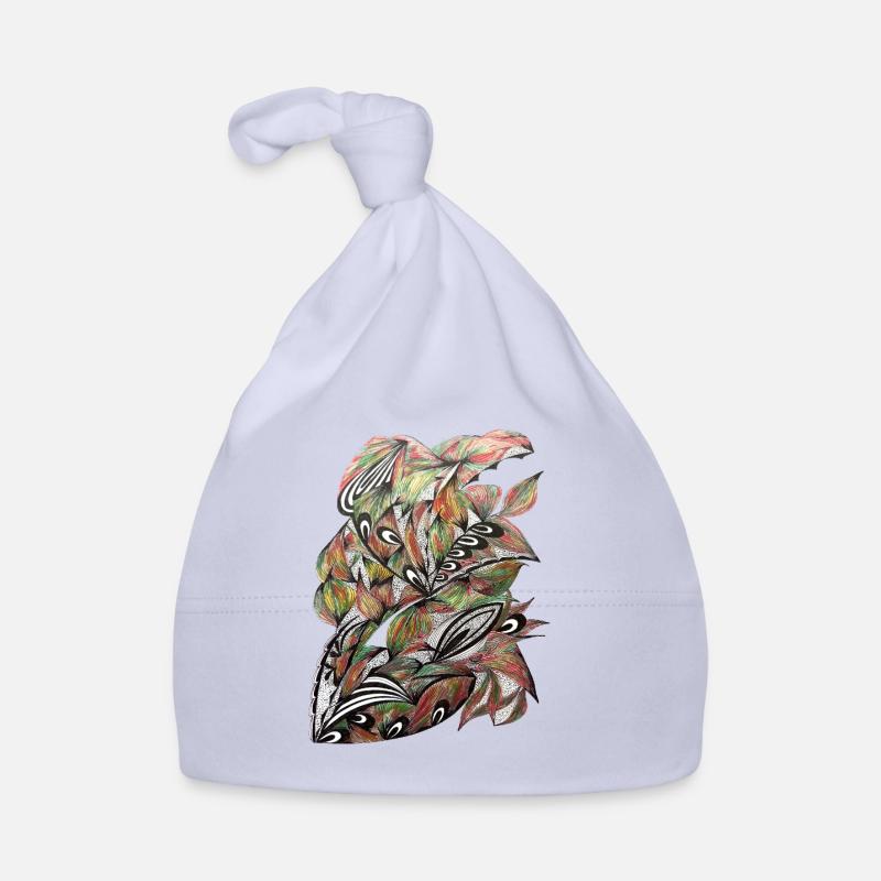 Vibrant Leaf Peacock Pattern Organic Baby Cap