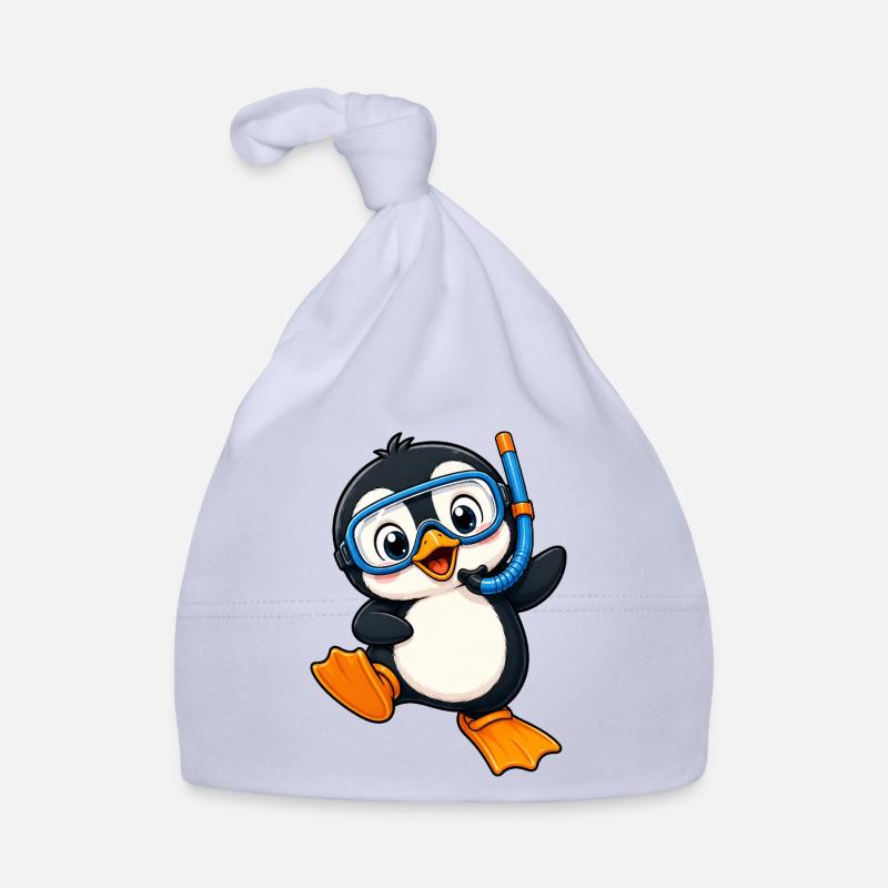 Mignons Penguin Vacances Plongée Eau Mer d’été Bonnet bio Bébé