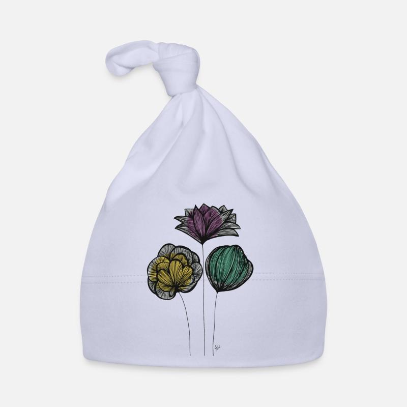 Abstrait Fine Line Fleurs Colorées Bonnet bio Bébé