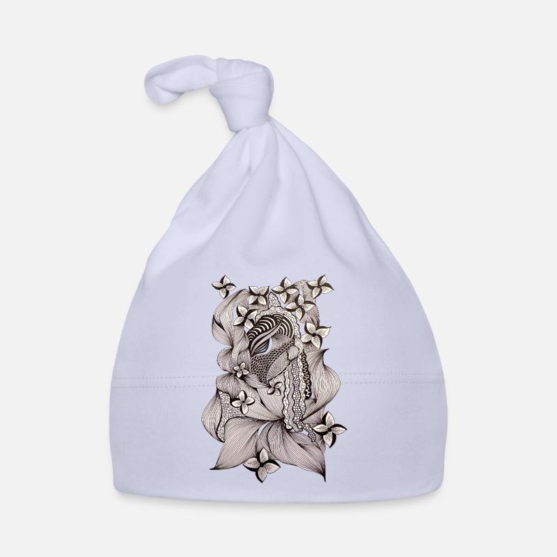 Zentangle Blumenmuster Schwarzweiß Baby Bio-Mütze