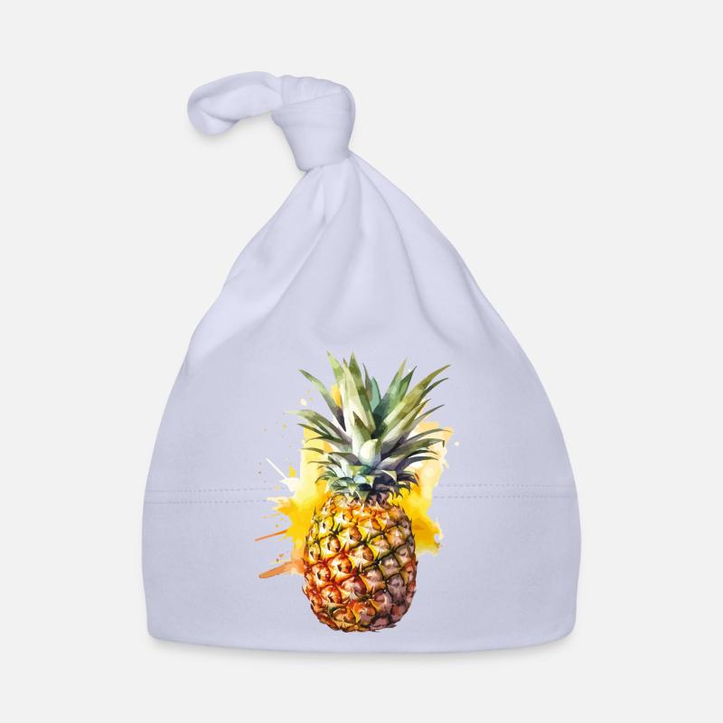 Pineapple Watercolor Splash Organic Baby Cap