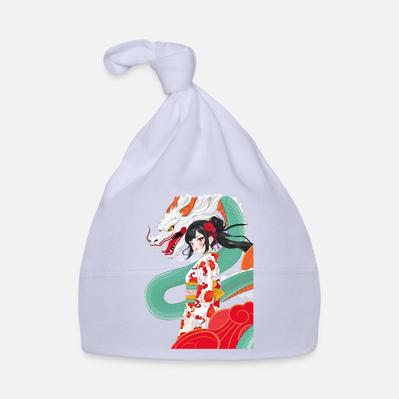 Anime-Stil-Geisha mit Drachen Baby Bio-Mütze