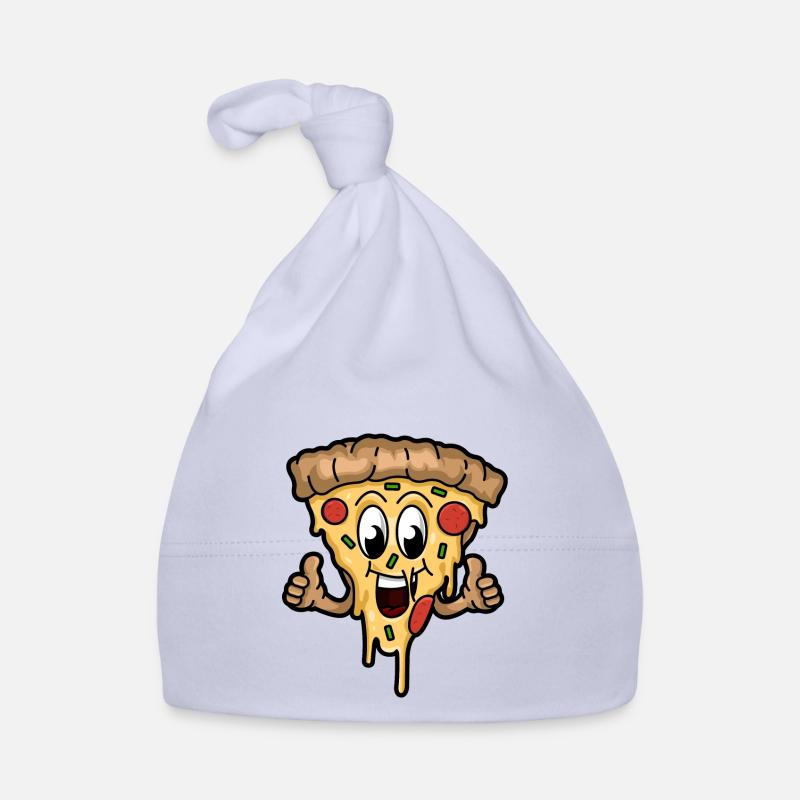 Tranche de pizza heureuse - Bonnet bio Bébé - ciel