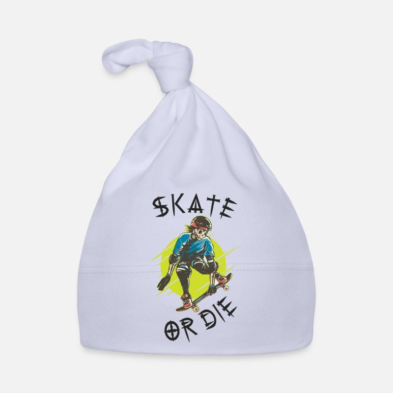 Skate oder stirb Skelett Skateboarder Baby Bio-Mütze